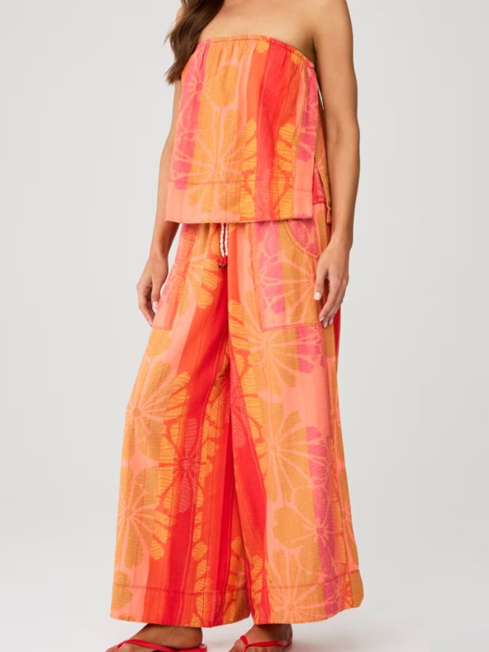 Free People Devella Set NWT Strapless Top Wide Leg Pants Summer Combo XL - Picture 2 of 14